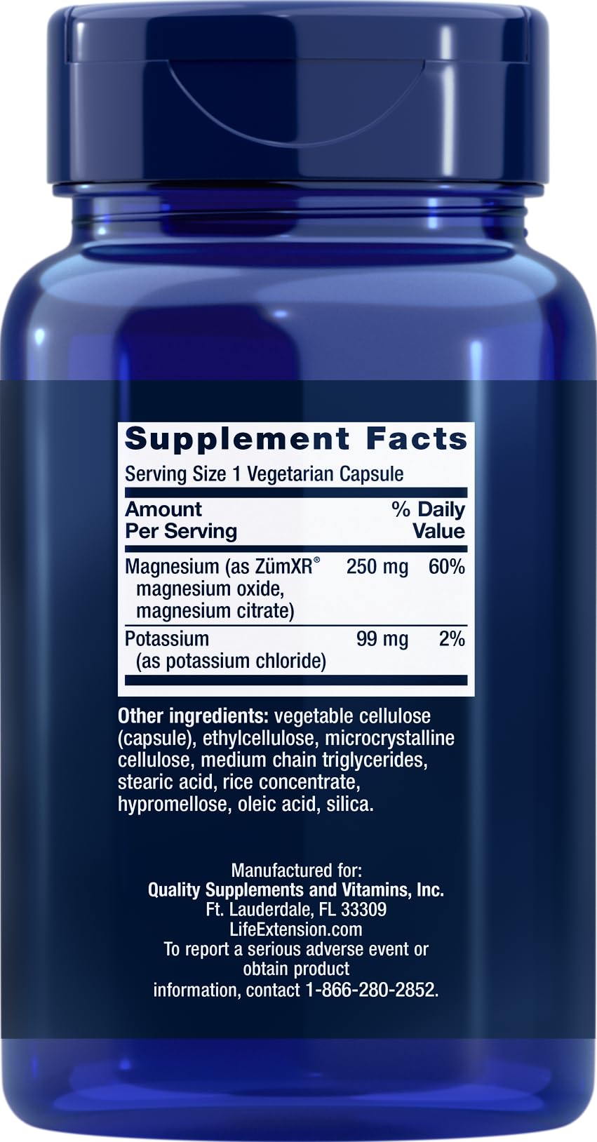 Life Extension Potassium with Extend-Release Magnesium Capsule, 100 Count