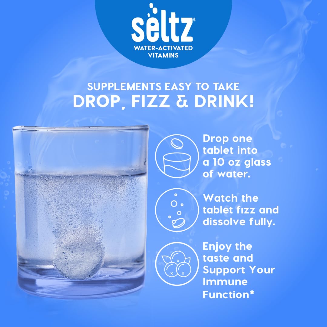 Seltz Immune Support Tablets, Effervescent Elderberry with Zinc, 20 Tablets