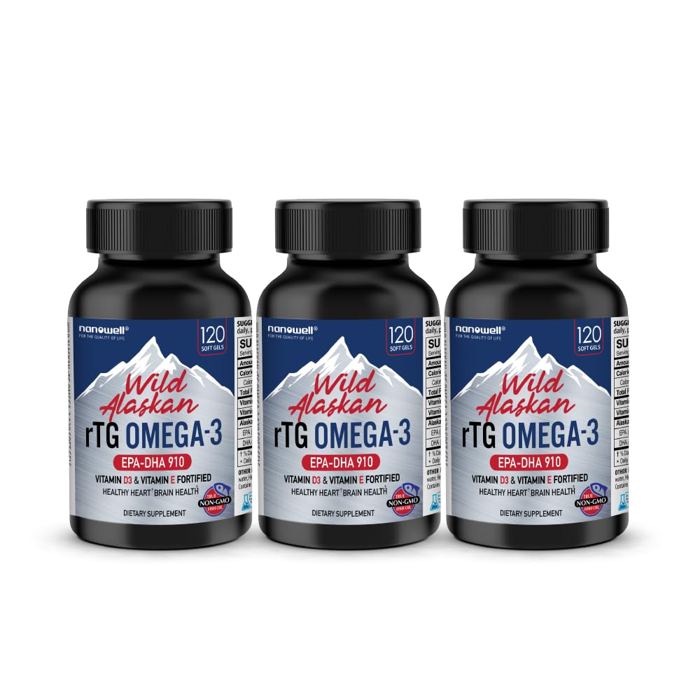 NANOWELL Wild Alaskan rTG Omega-3 Fish Oil 1196mg Softgels 360 Count