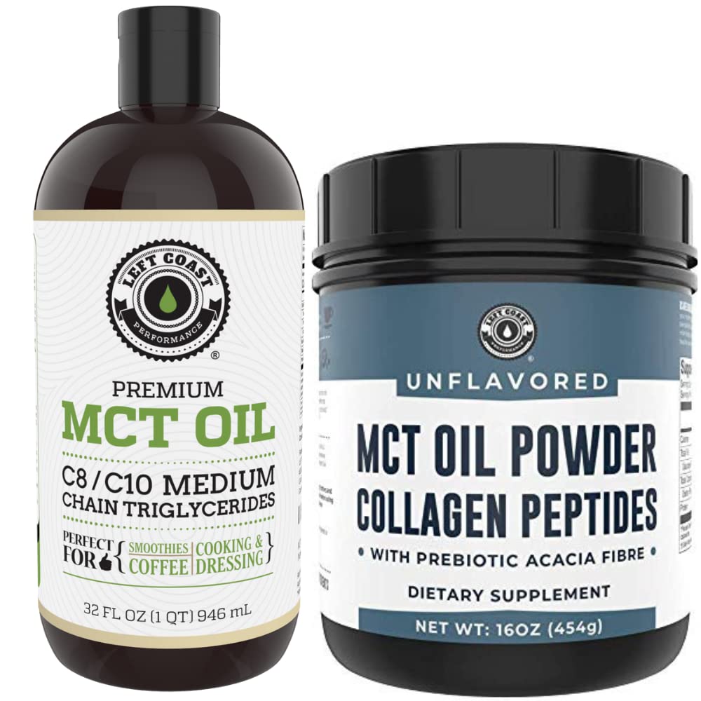 Left Coast Performance MCT Oil and Collagen Powder, Powder, 2-Pack