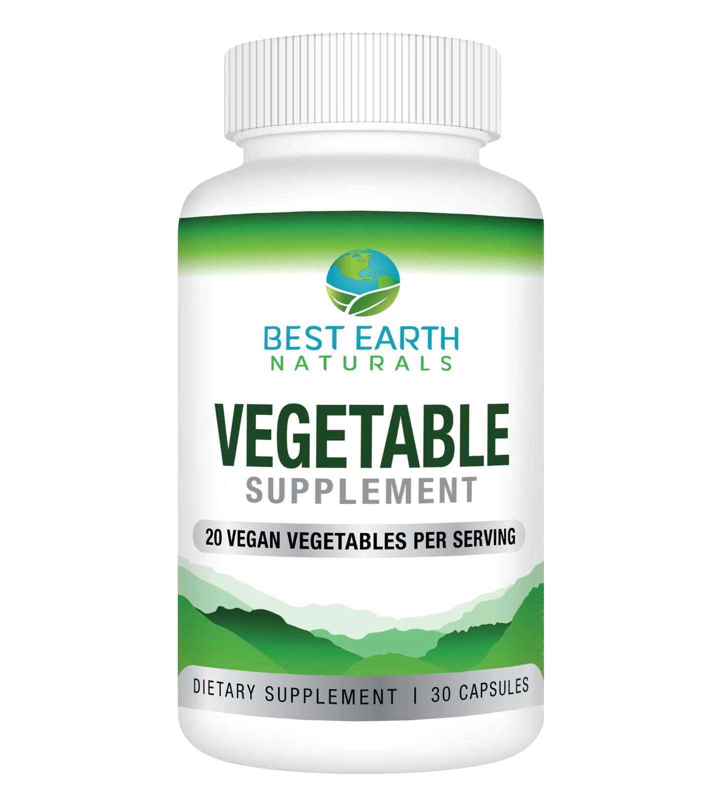 Best Earth Naturals Vegetable Supplement with 20 Veggie Blend - Energy Vitamins for Women and Men, 30 Capsules