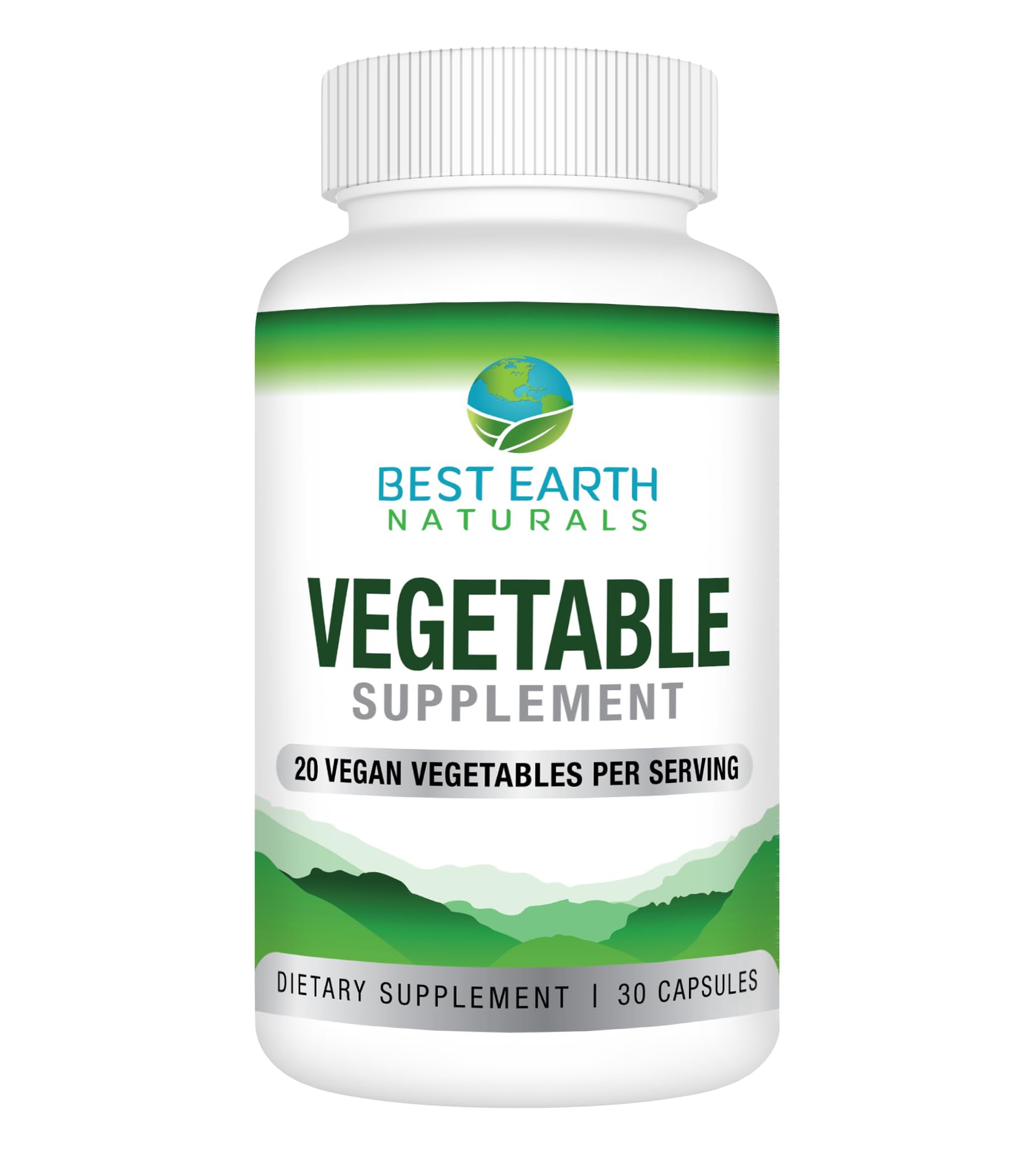 Best Earth Naturals Vegetable Supplement with 20 Veggie Blend - Energy Vitamins for Women and Men, 30 Capsules
