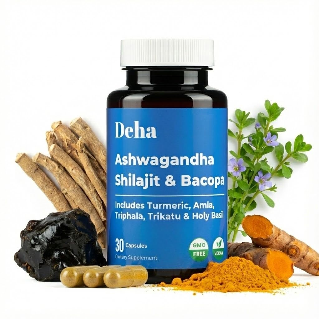 Deha Ashwagandha Shilajit Bacopa Capsules, 30 Count