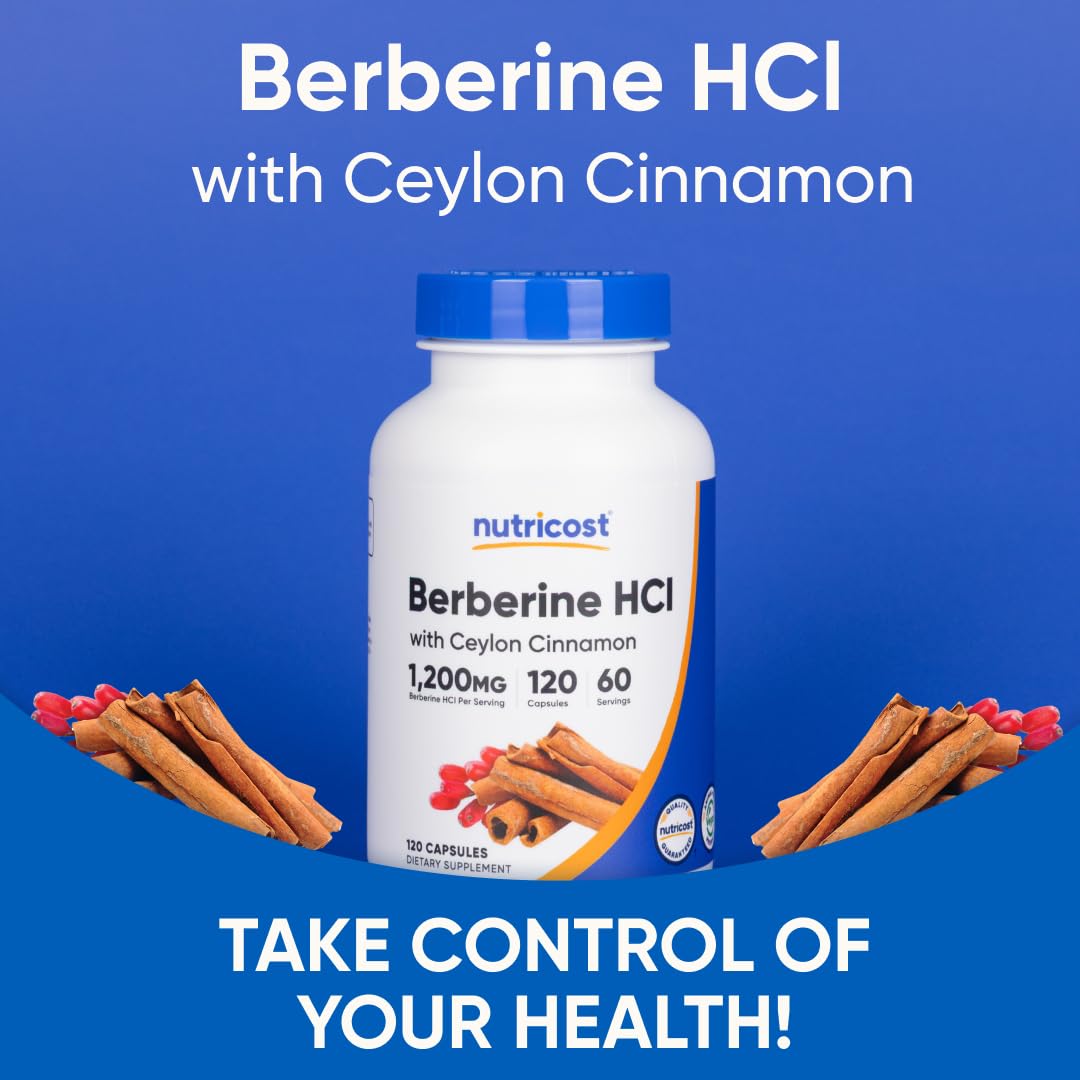Nutricost Berberine HCl with Ceylon Cinnamon Capsules 120 Capsules