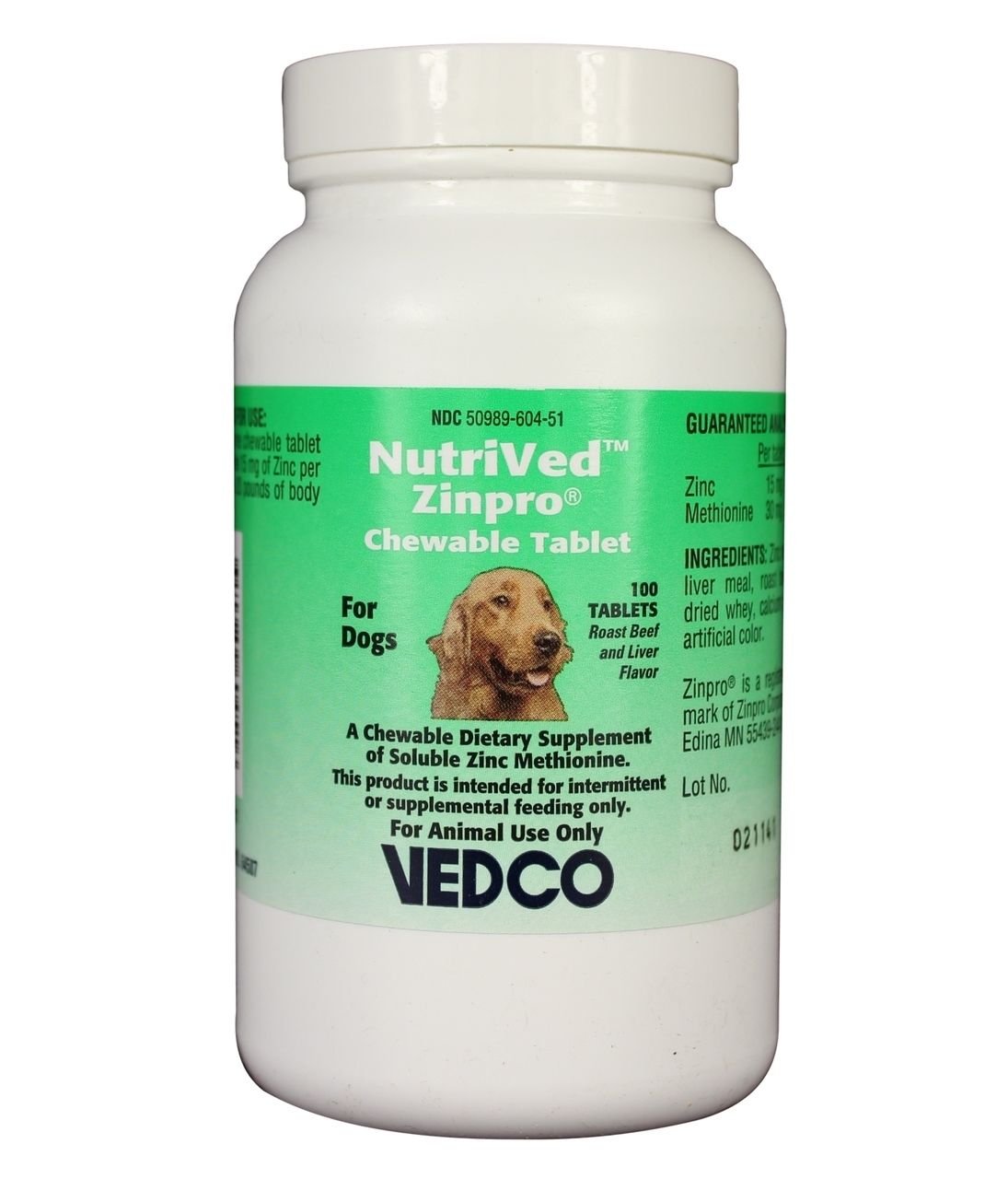 Dog for Dog NutriVed ZinPro Chewable Tablets for Dogs, 100 count