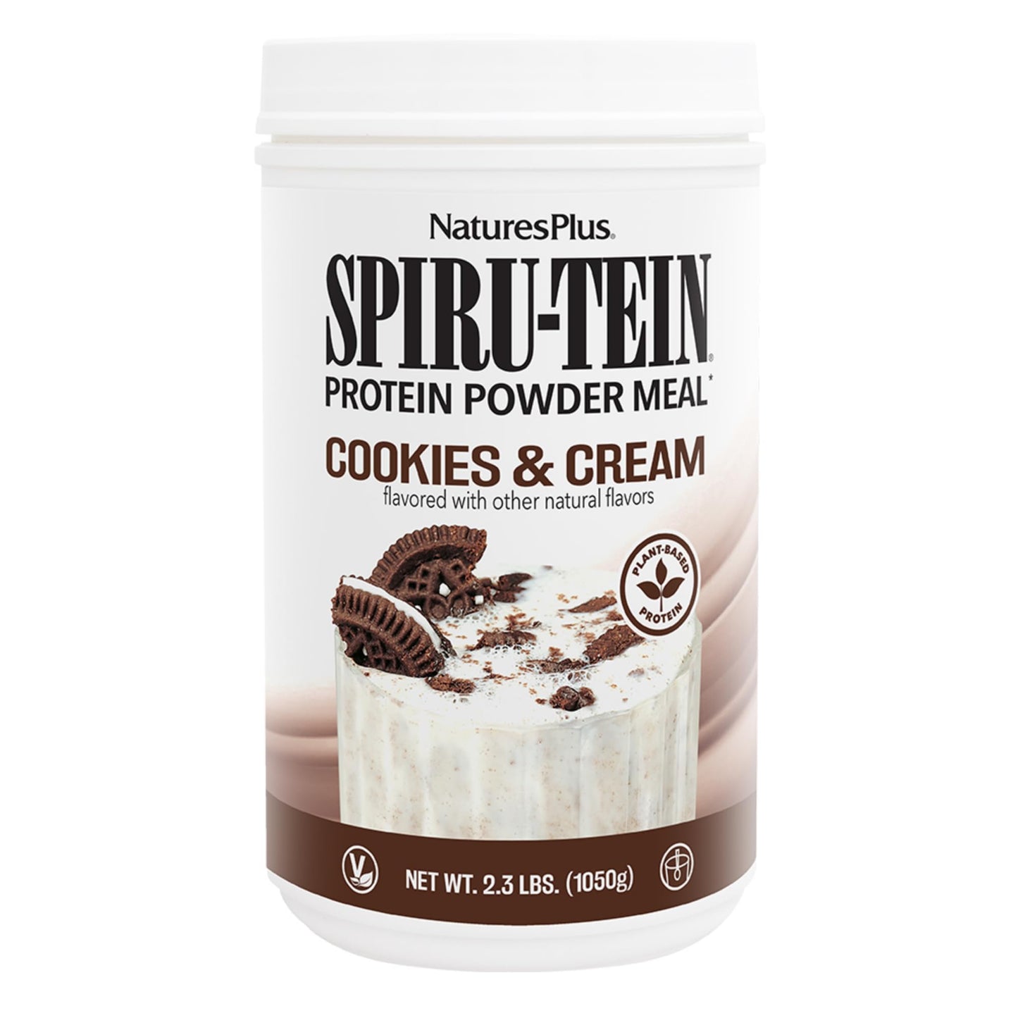 NaturesPlus SPIRU-TEIN Plant-Based Protein Powder Cookies & Cream, 36.8 oz