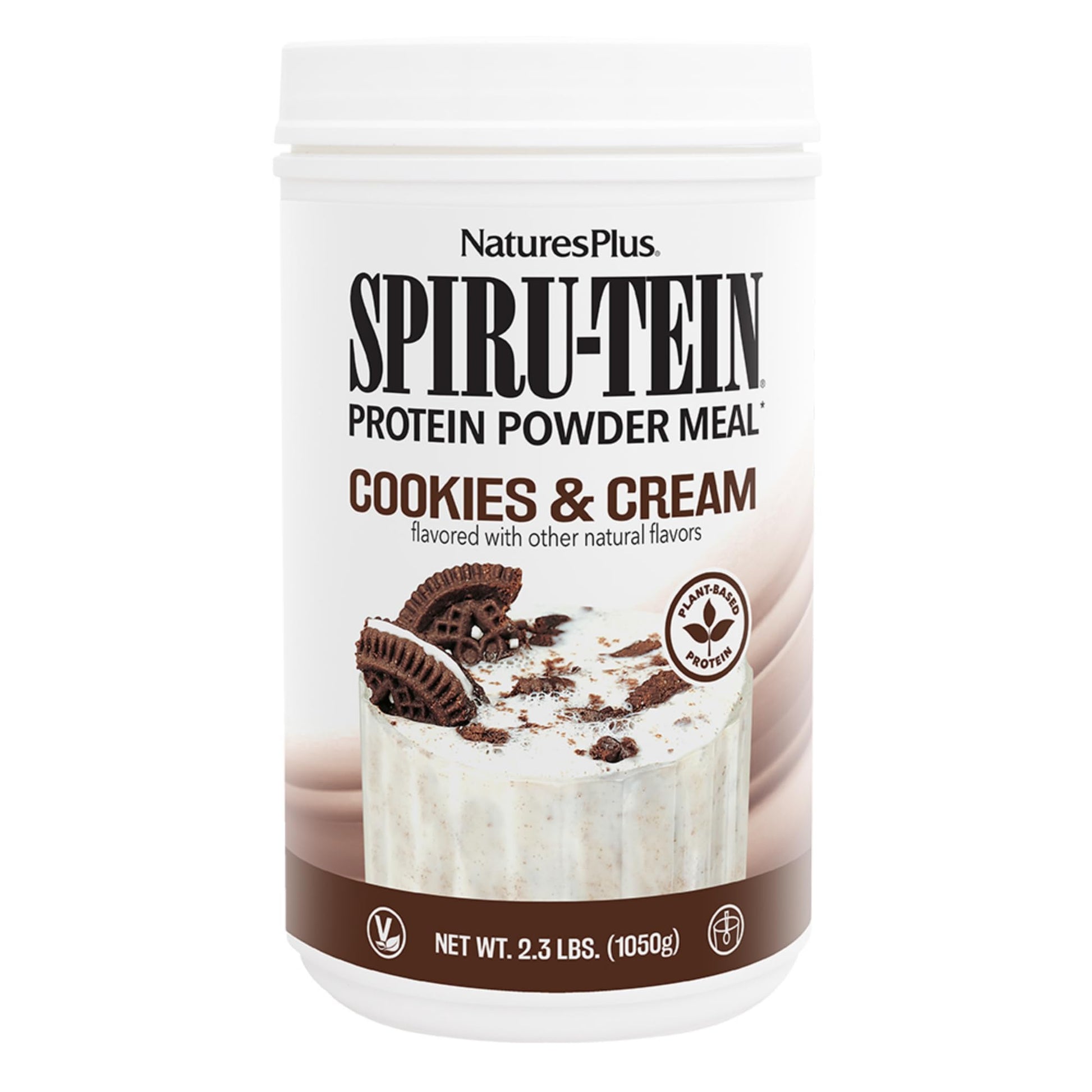 NaturesPlus SPIRU-TEIN Plant-Based Protein Powder Cookies & Cream, 36.8 oz