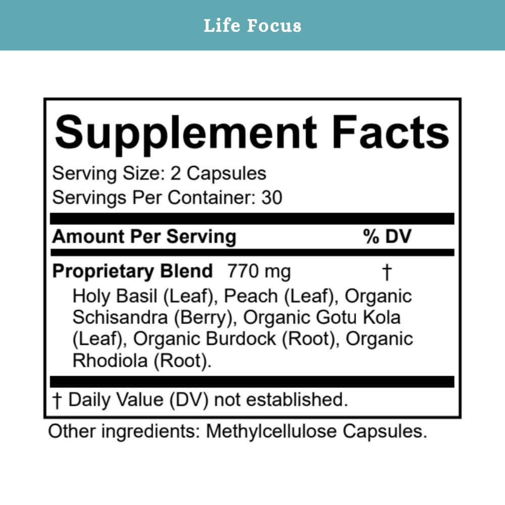 SPRIGS Life Focus Adaptogenic Brain Support Supplement Capsule, 1 Count