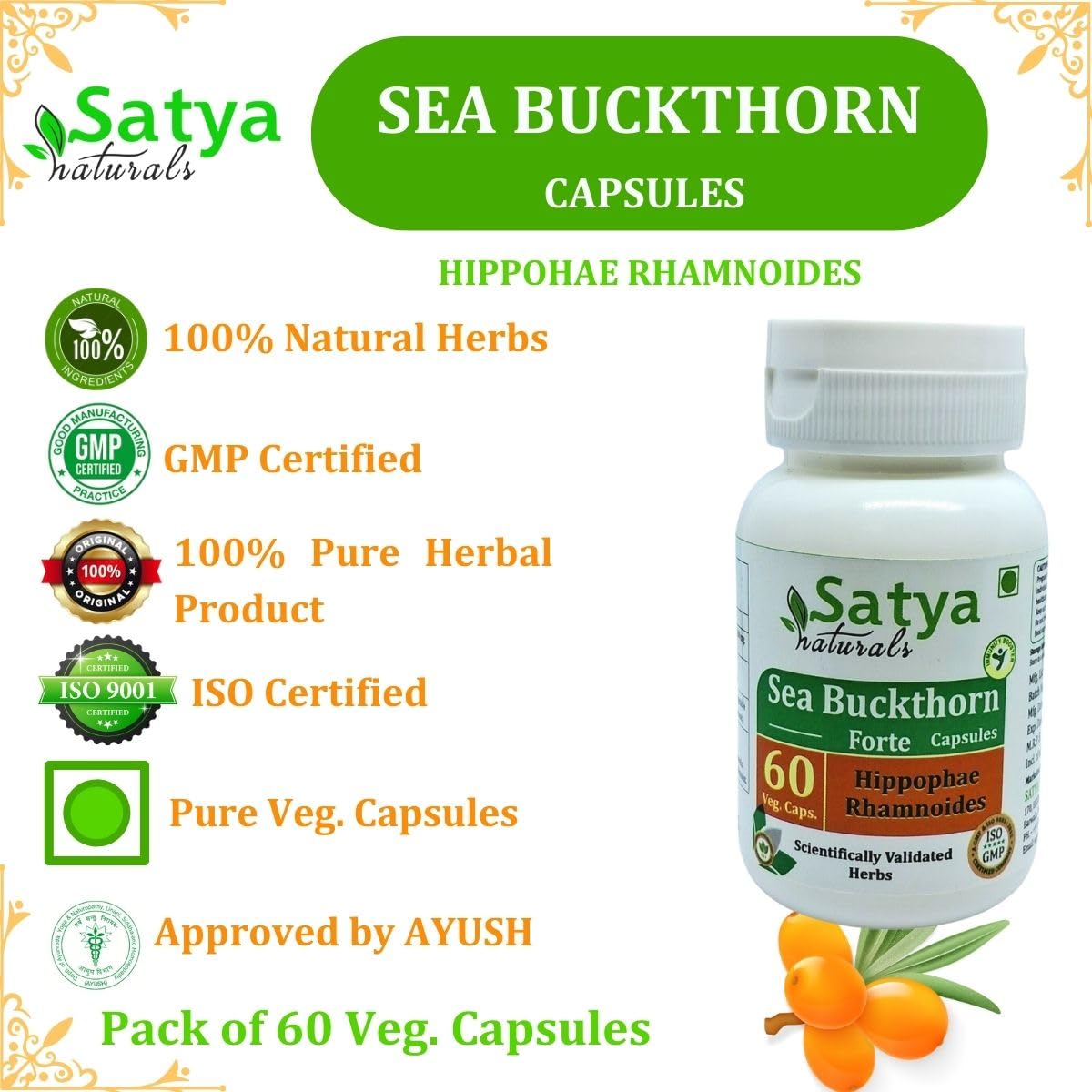 Satya Naturals Sea Buchthorn Forte Capsules 500 mg, 240 Capsules