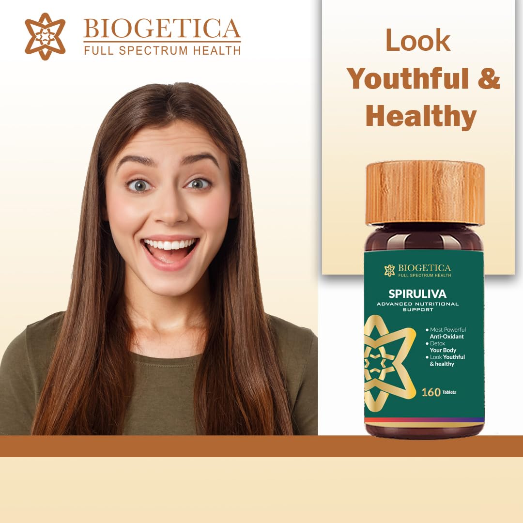 Biogetica Spiruliva Organic Spirulina with Astaxanthin Tablets, 160 Count