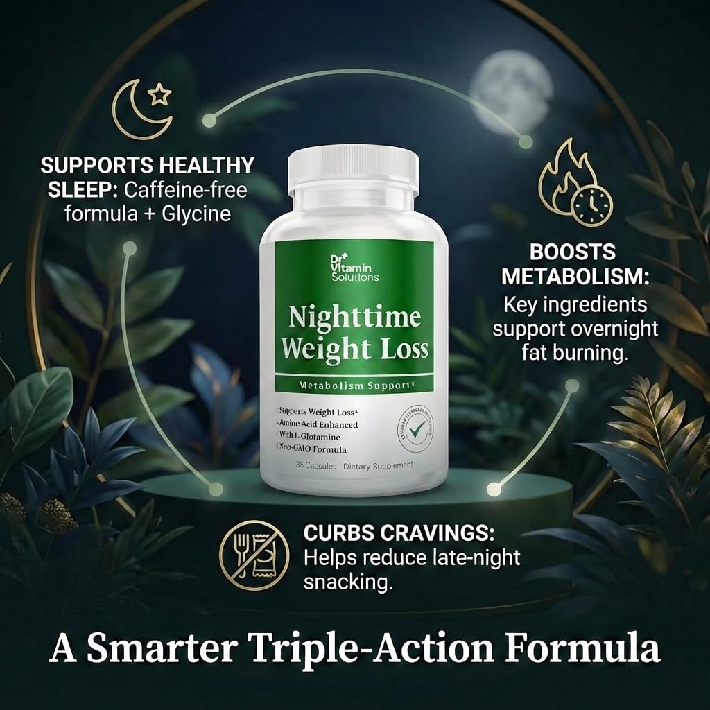 DR VITAMIN SOLUTIONS Nighttime Fat Burner for Women & Men, Sleep Support - Night Shred Diet Aid Capsule, 35 Count