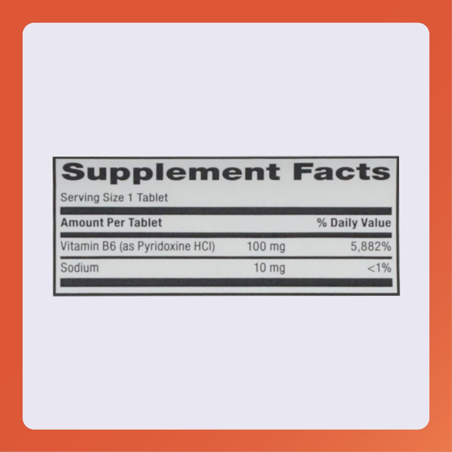 Rugby Laboratories Vitamin B-6 Tablets, 100 Tablets