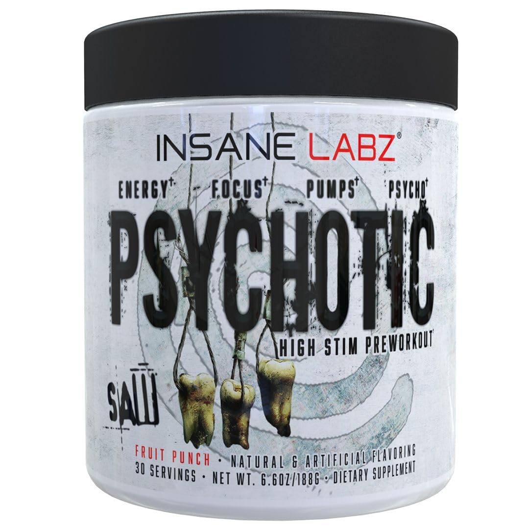 Insane Labz Psychotic Saw and Bloodbath Pre Workout Nitric Oxide Booster Stack Powder, 17.7