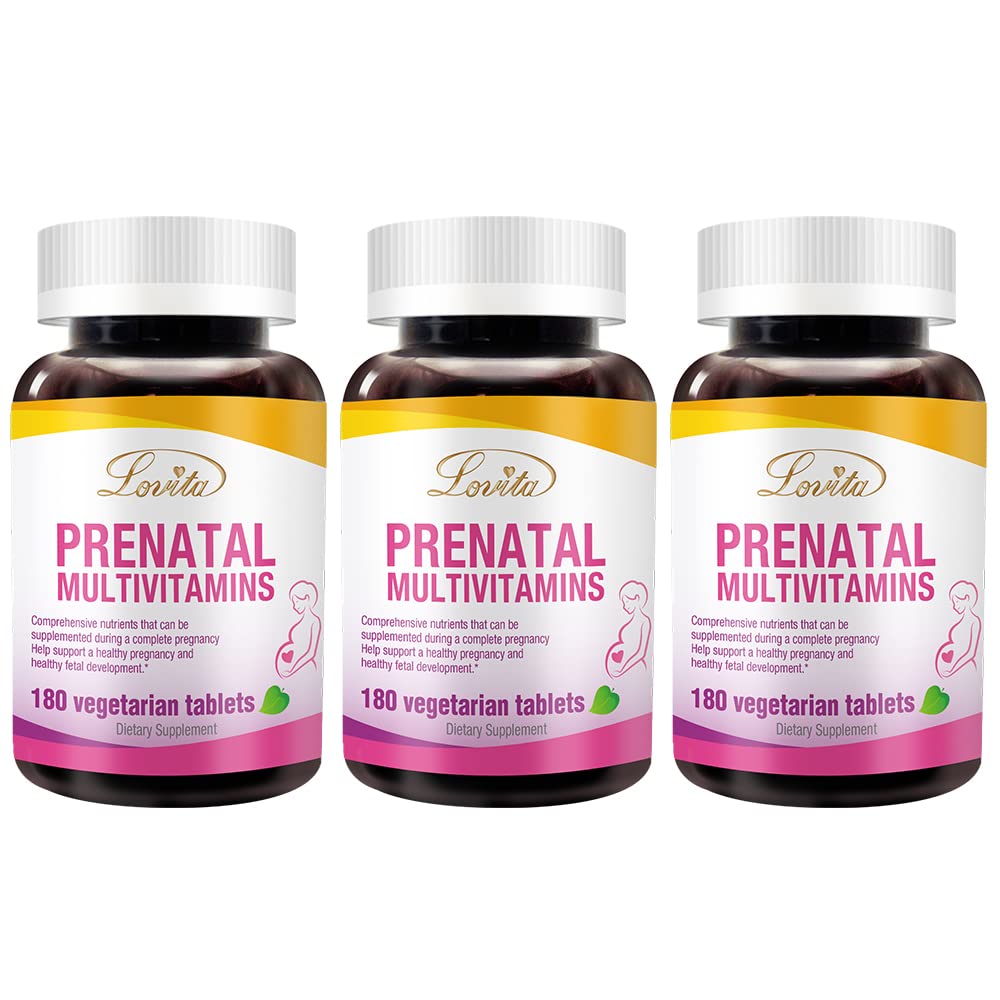 LOVITA Prenatal Vitamins with Iron 27 mg, Folic Acid 800 mcg & Calcium, Vegan Prenatal Vitamins for Women During and Post Pregnancy, 540 Tablets