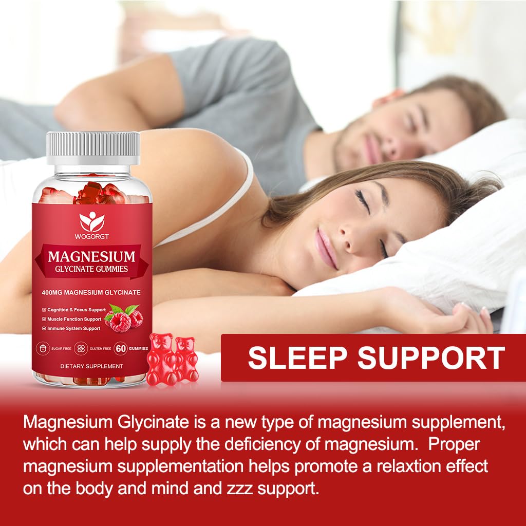 WOGORGT Magnesium Glycinate Gummies 60 Count