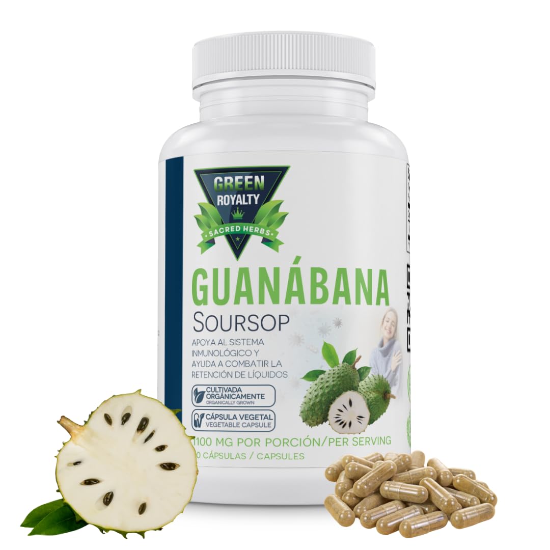 GREEN ROYALTY Graviola Guanabana (Soursop) Capsules, 1100mg per serving, 90 Capsules