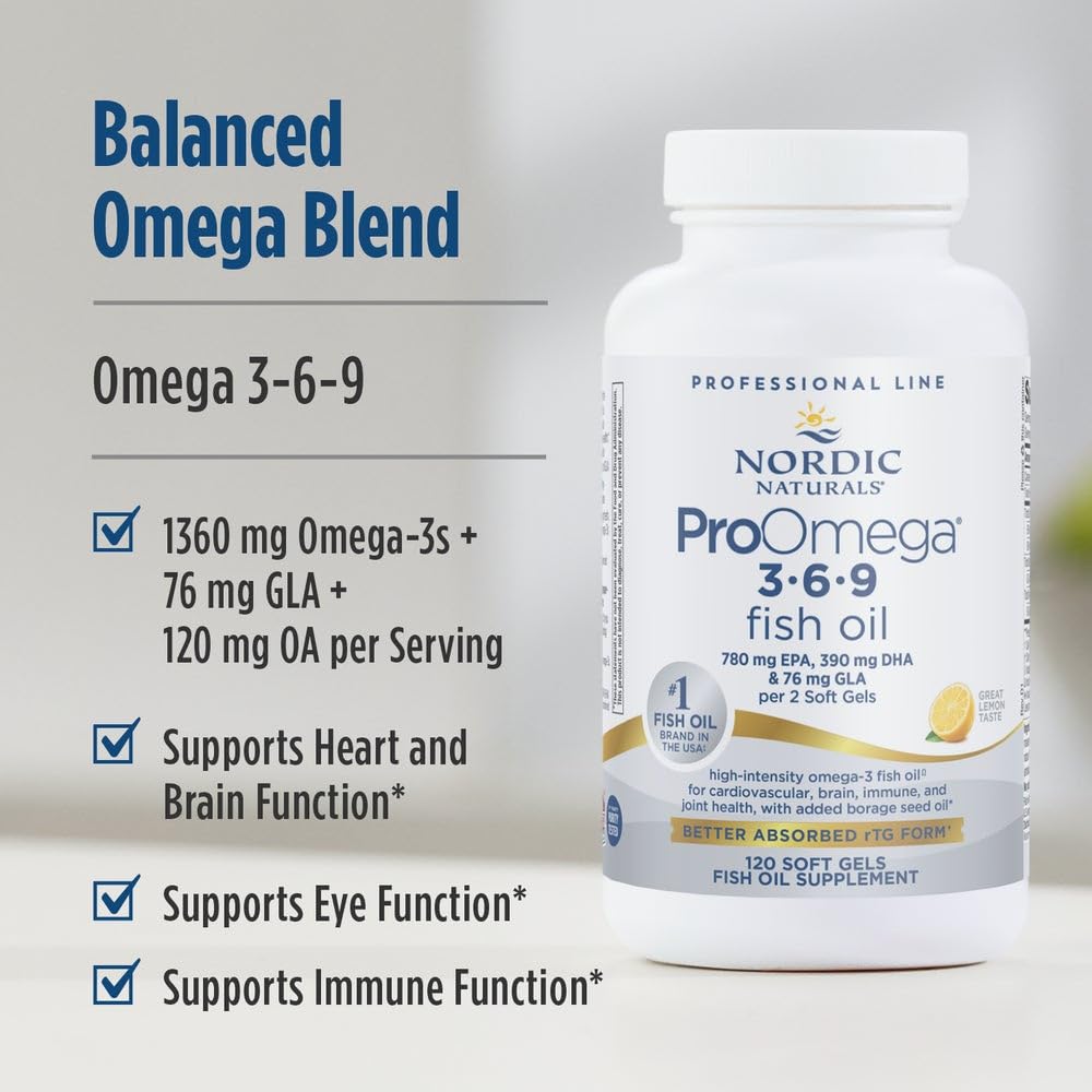 Nordic Naturals ProOmega 3-6-9 Lemon Flavor Softgels, 120 Softgels