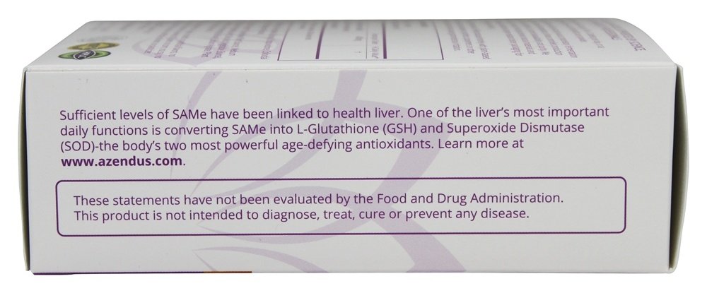 Extreme V, Inc Azendus Natural SAM-e for Liver Health 400mg Tablet, 1 Tablet