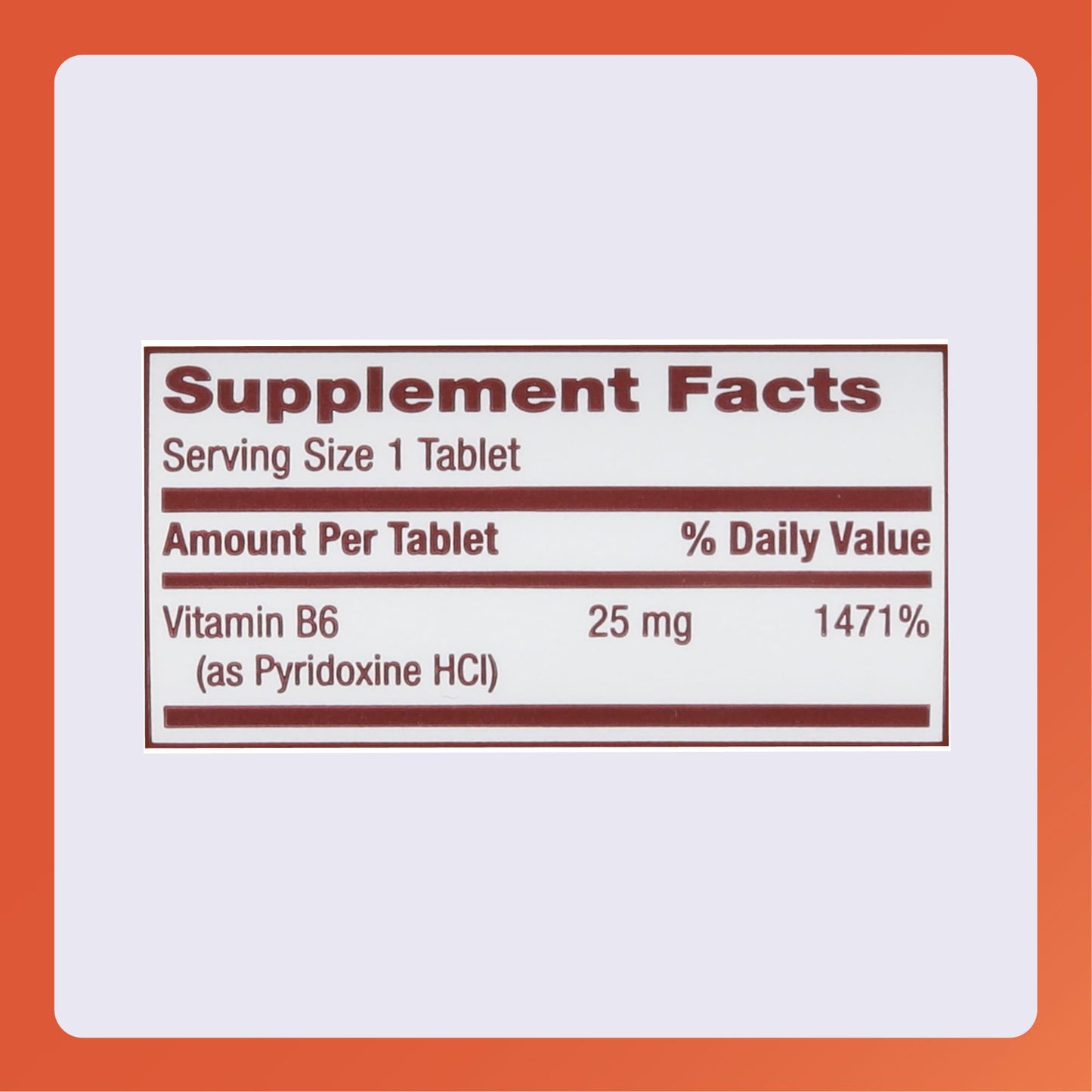 Rugby Laboratories Vitamin B-6 Tablets, 25 mg, 200 Count