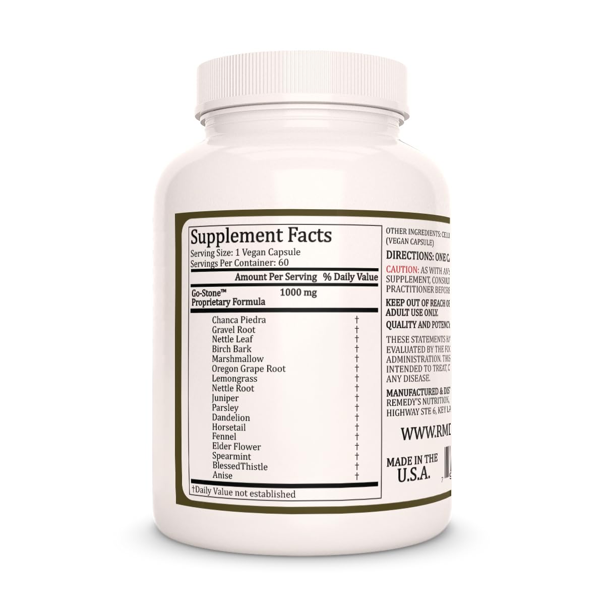 Remedy’s Nutrition Go Stone Kidney & Gallbladder 1000 mg, 60 Capsules