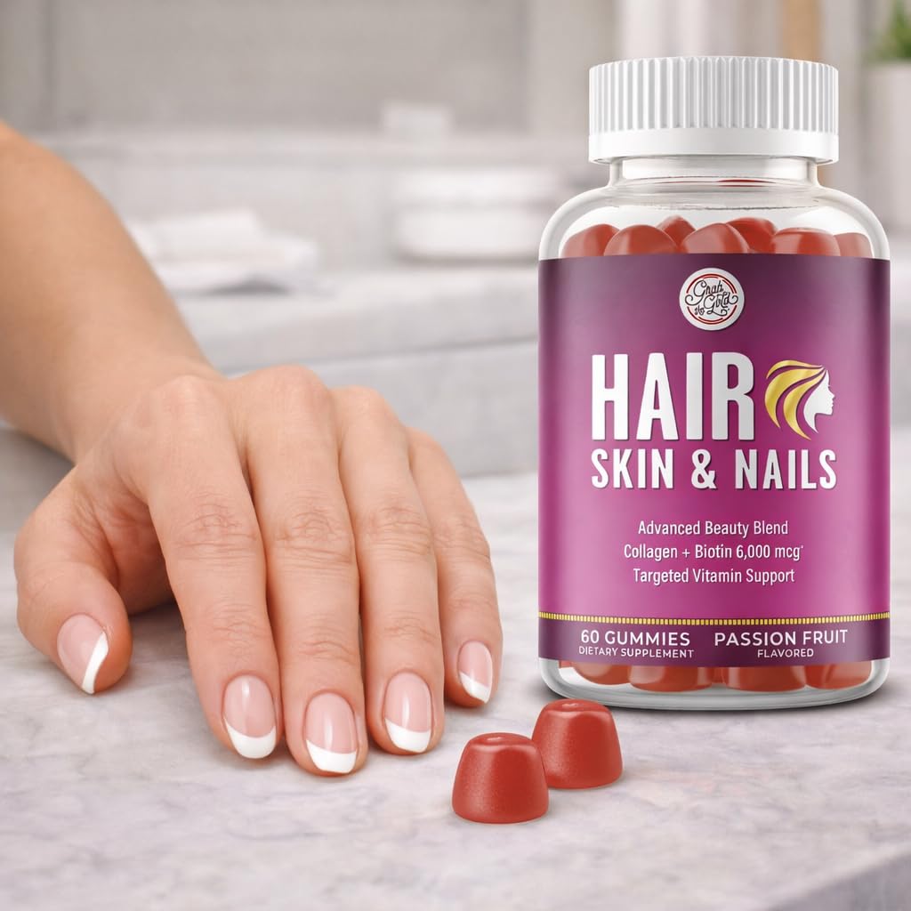 Grab The Gold Hair Skin & Nails Vitamins for Women Gummies 60 Count