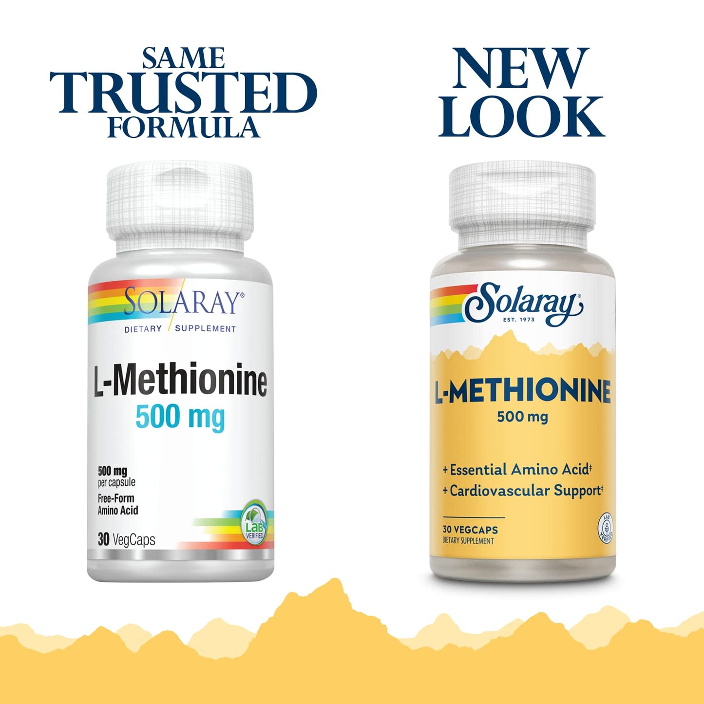 SOLARAY L-Methionine Supplement 500 mg Capsule, 30 Count