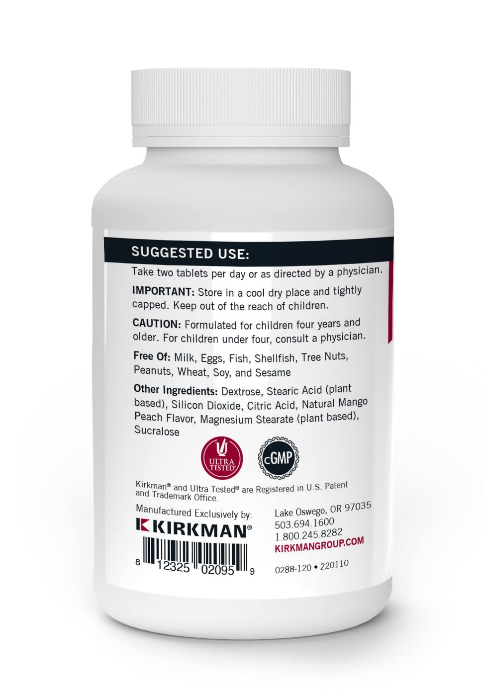 Kirkman Children's Chewable Multivitamin & Mineral Wafers 120 Count