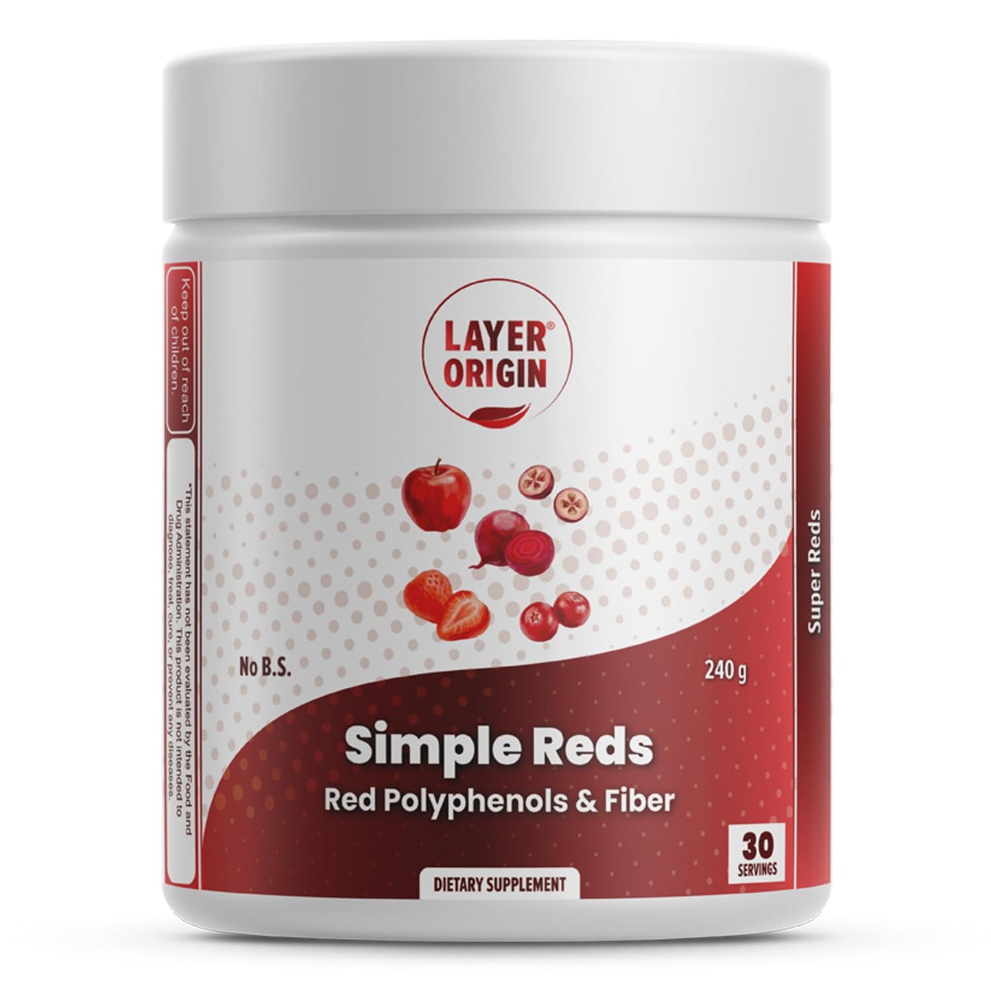 Layer Origin Simple Reds - Organic Red Polyphenols Whole Fruit Powder, 8.47 Ounce