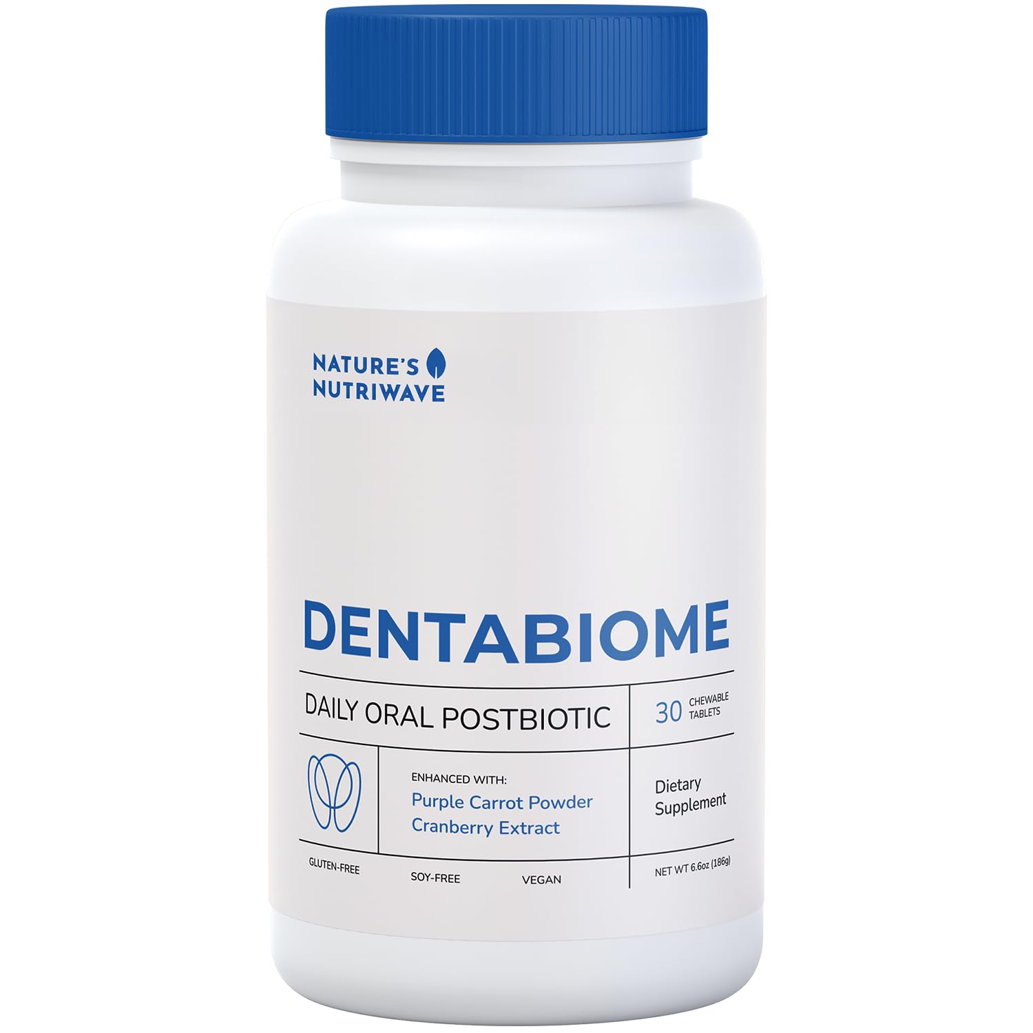 Nature’s NutriWave DentaBiome Postbiotic Oral Wellness Chewable Tablets with Xylitol, Cranberry Extract & Lactobacillus Postbiotic Blend – Non-GMO Formula – Made in USA – 30 Tablets