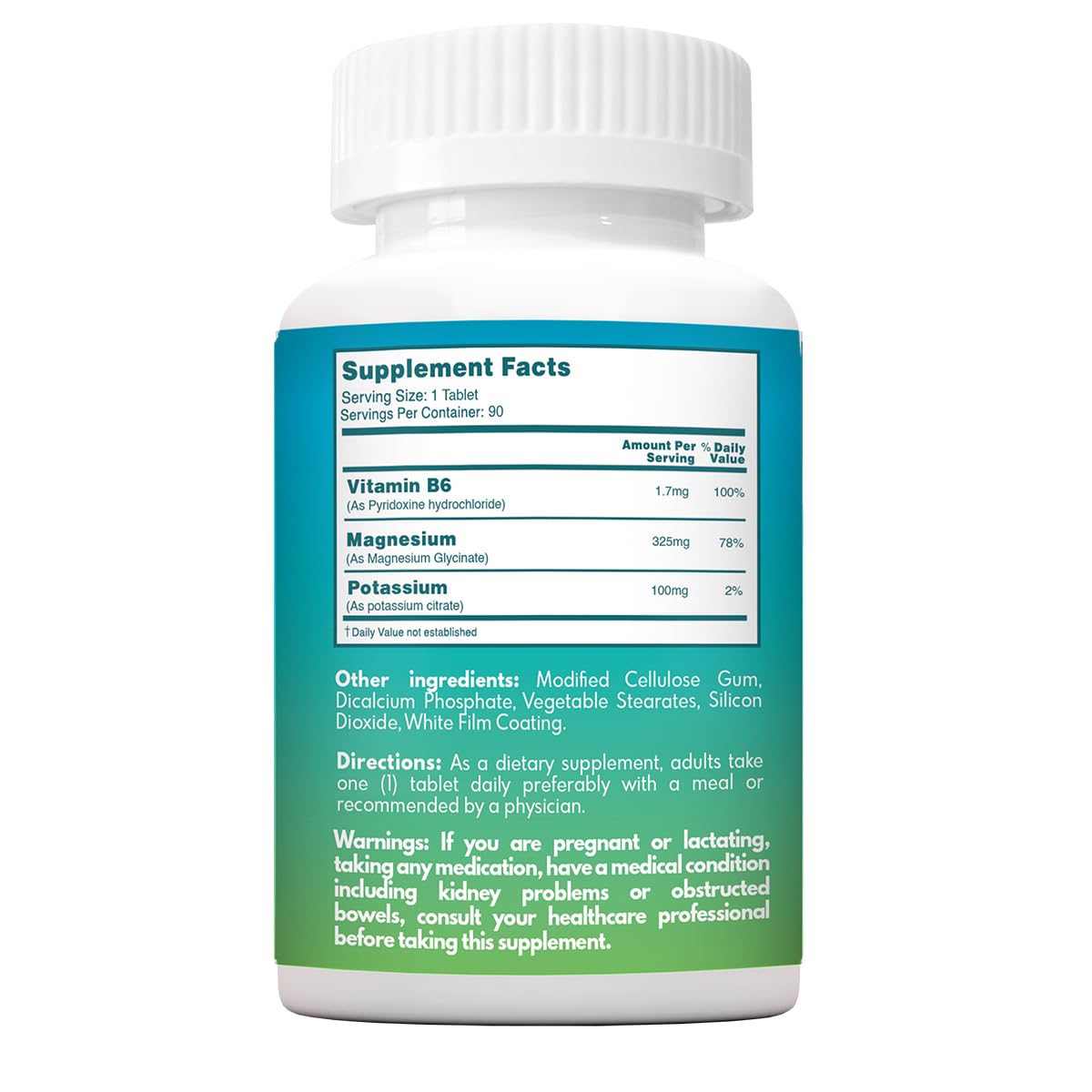 VAL Magnesium Glycinate 325mg with B6 & Potassium Tablet, 90 Tablets