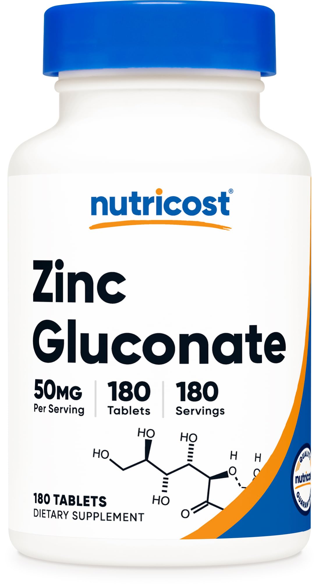 Nutricost Zinc Gluconate 50mg Tablets, 180 Count