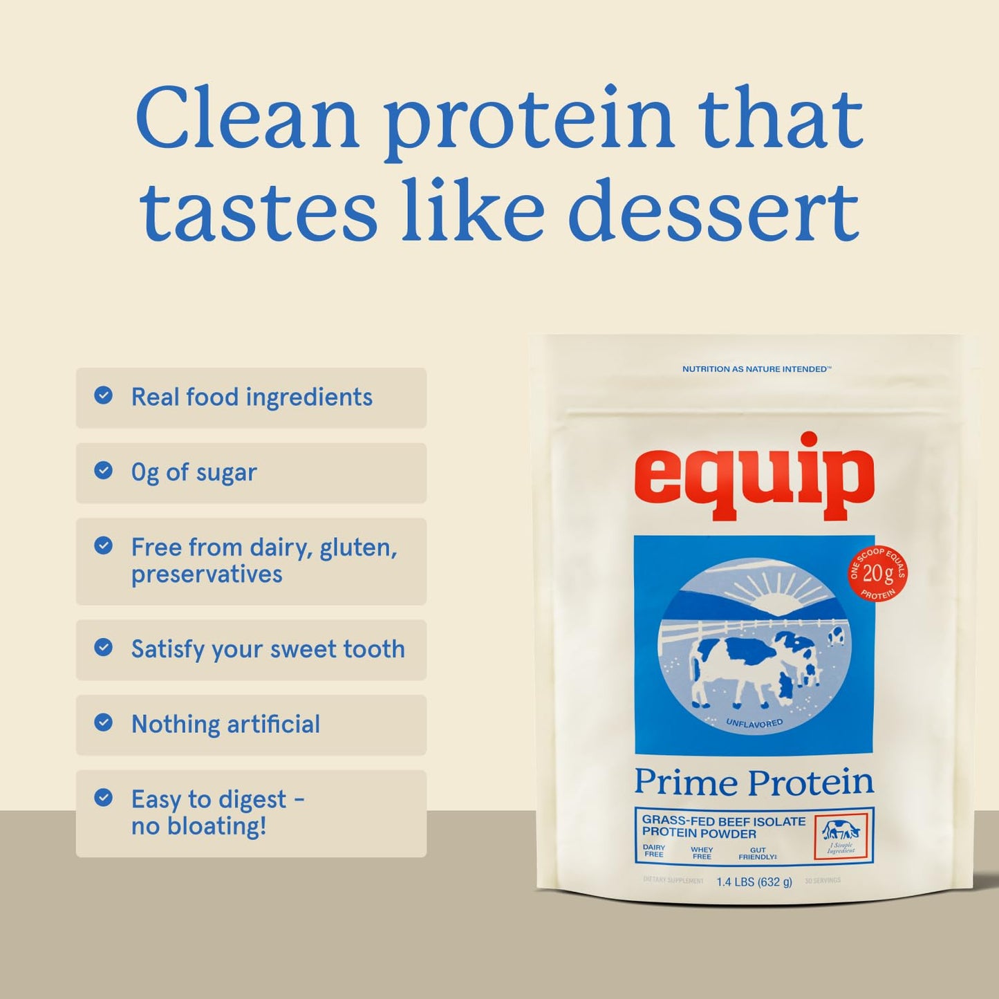 Equip Prime Protein Powder (Beef Protein Isolate) 30 Servings