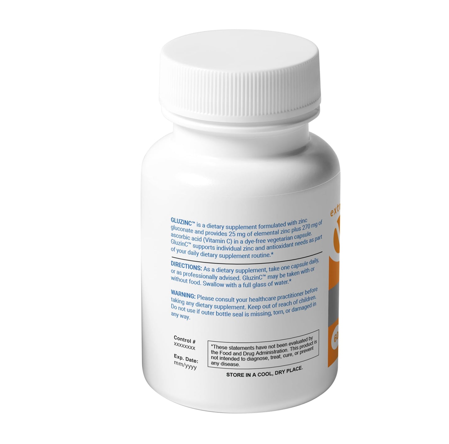 Extreme V GluzinC Zinc & Vitamin C Supplement 120 Capsules