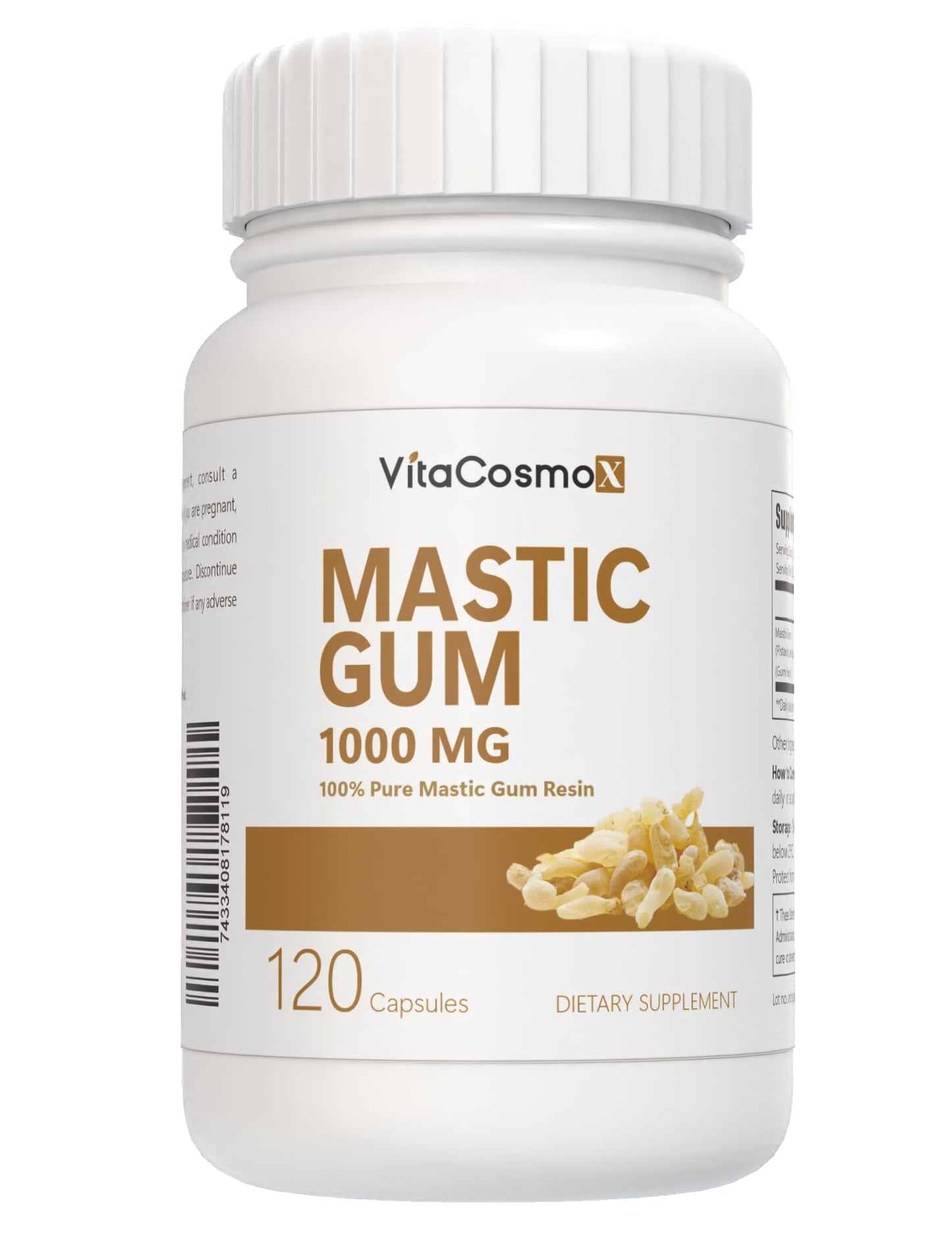 VitaCosmoX Mastic Gum Capsule, 1000 mg per Serving, 120 Capsules