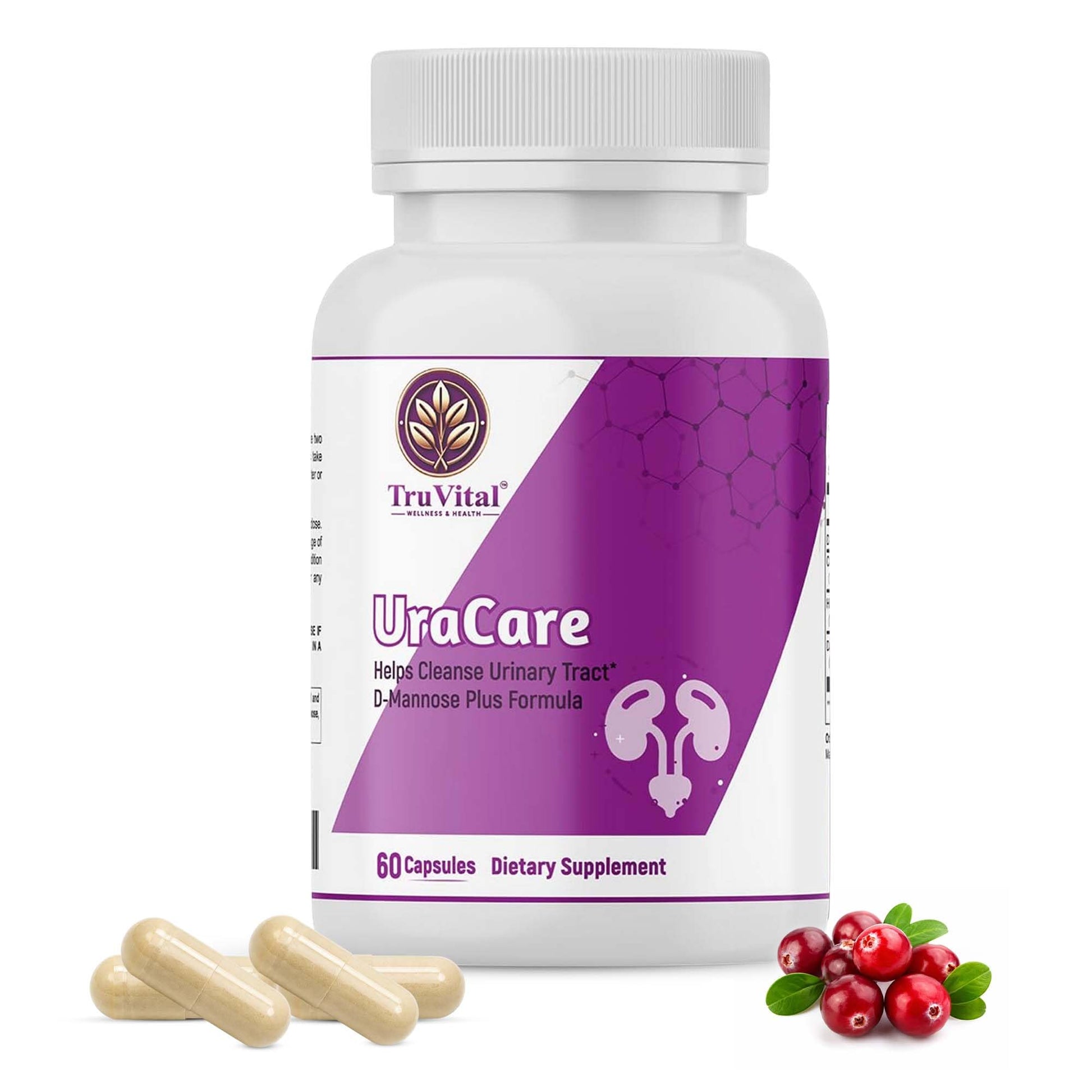 Tru Vital UraCare D-Mannose with Cranberry Capsules, 60 Capsules
