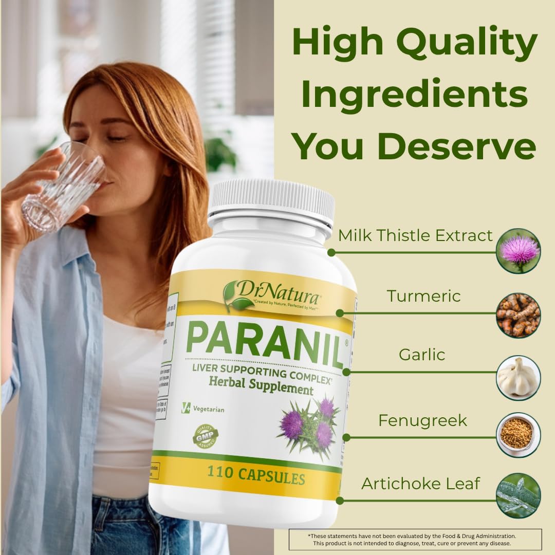 DrNatura 17 Herbal Complex with Milk Thistle for Detoxification Paranil Liver & Colon Cleanse Capsules, 110 Count
