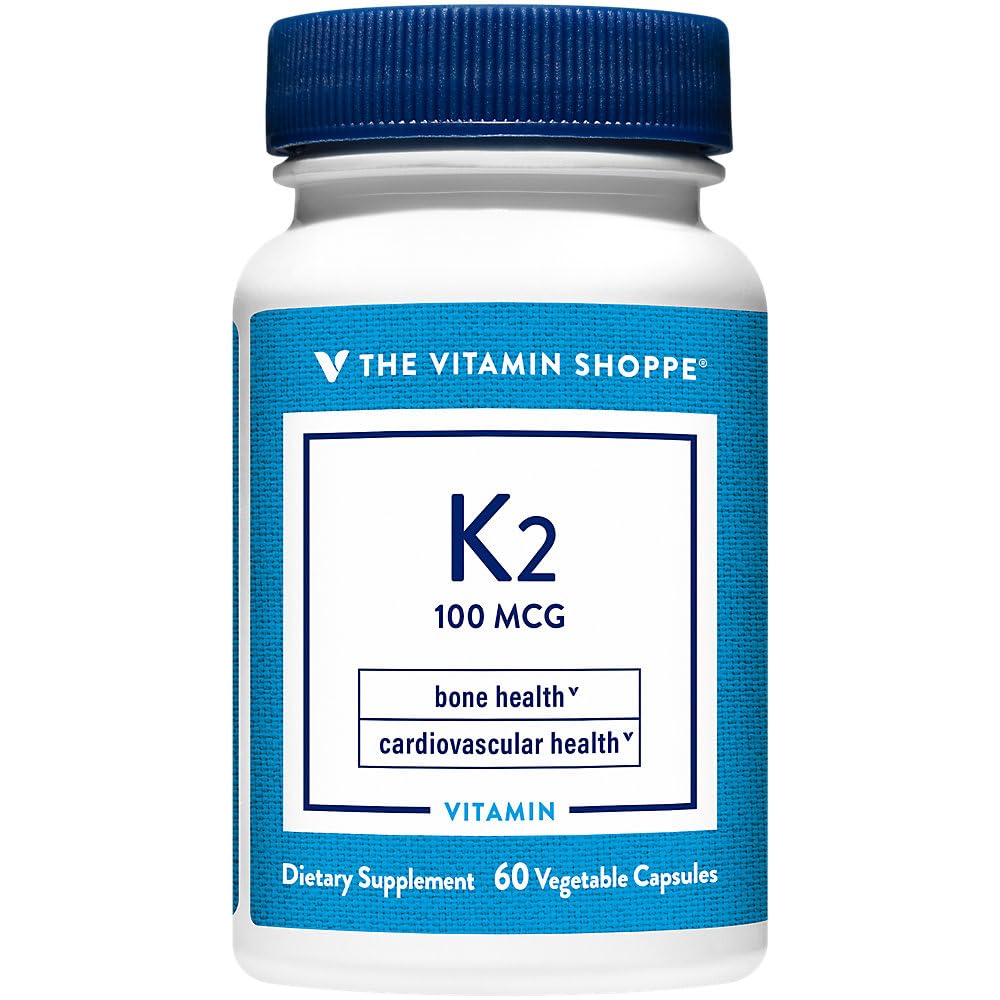 The Vitamin Shoppe Vitamin K2 MK-7 100 MCG Menaquinone-7 Vegetarian Capsules 60 Capsules