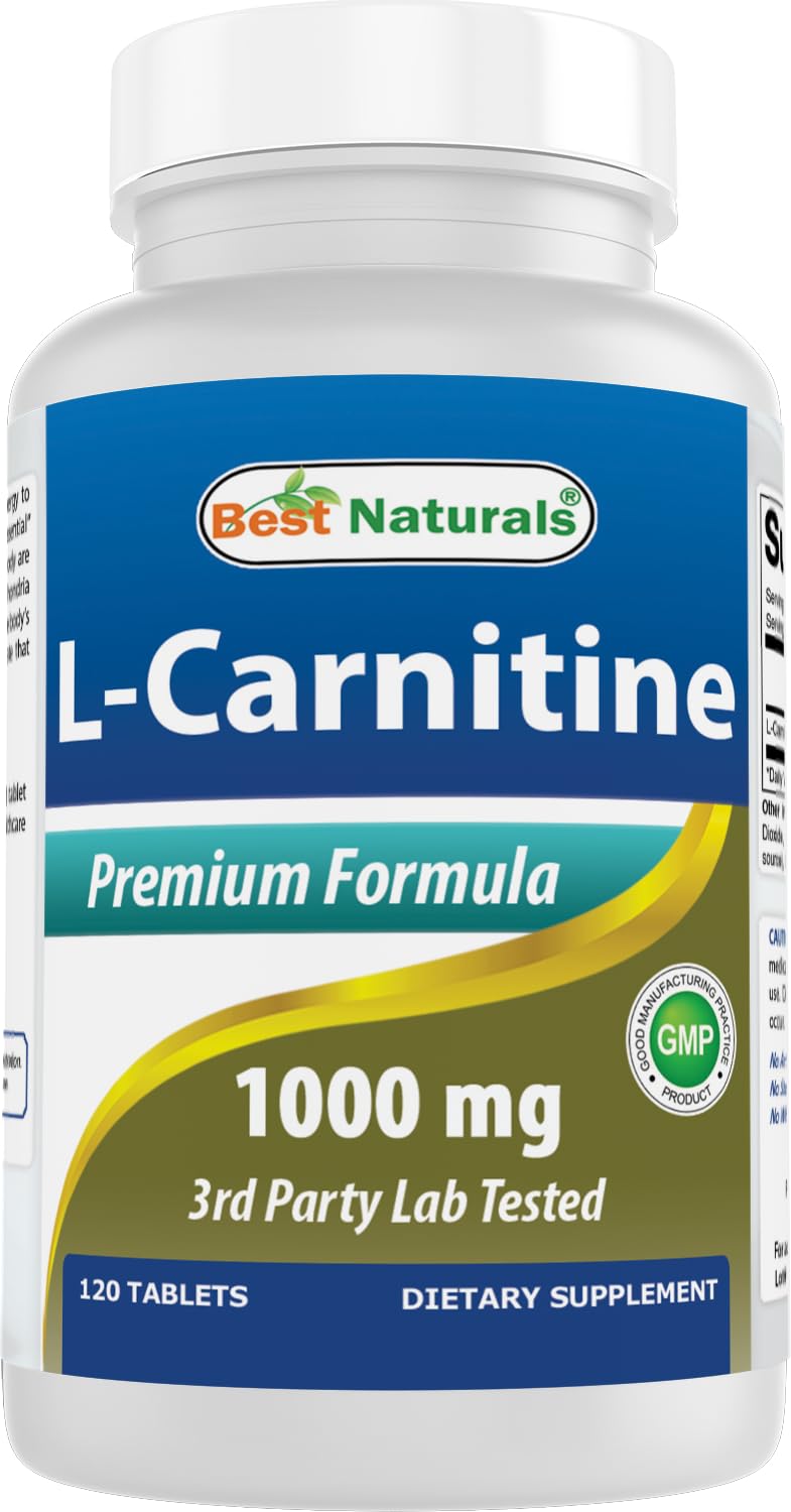 Best Naturals L-Carnitine Fumarate 1000mg Tablets, 120 Count