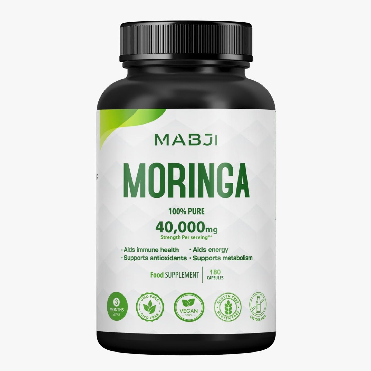 MABJI Pure Organic Moringa Capsules 40000 mg, 180 Capsules