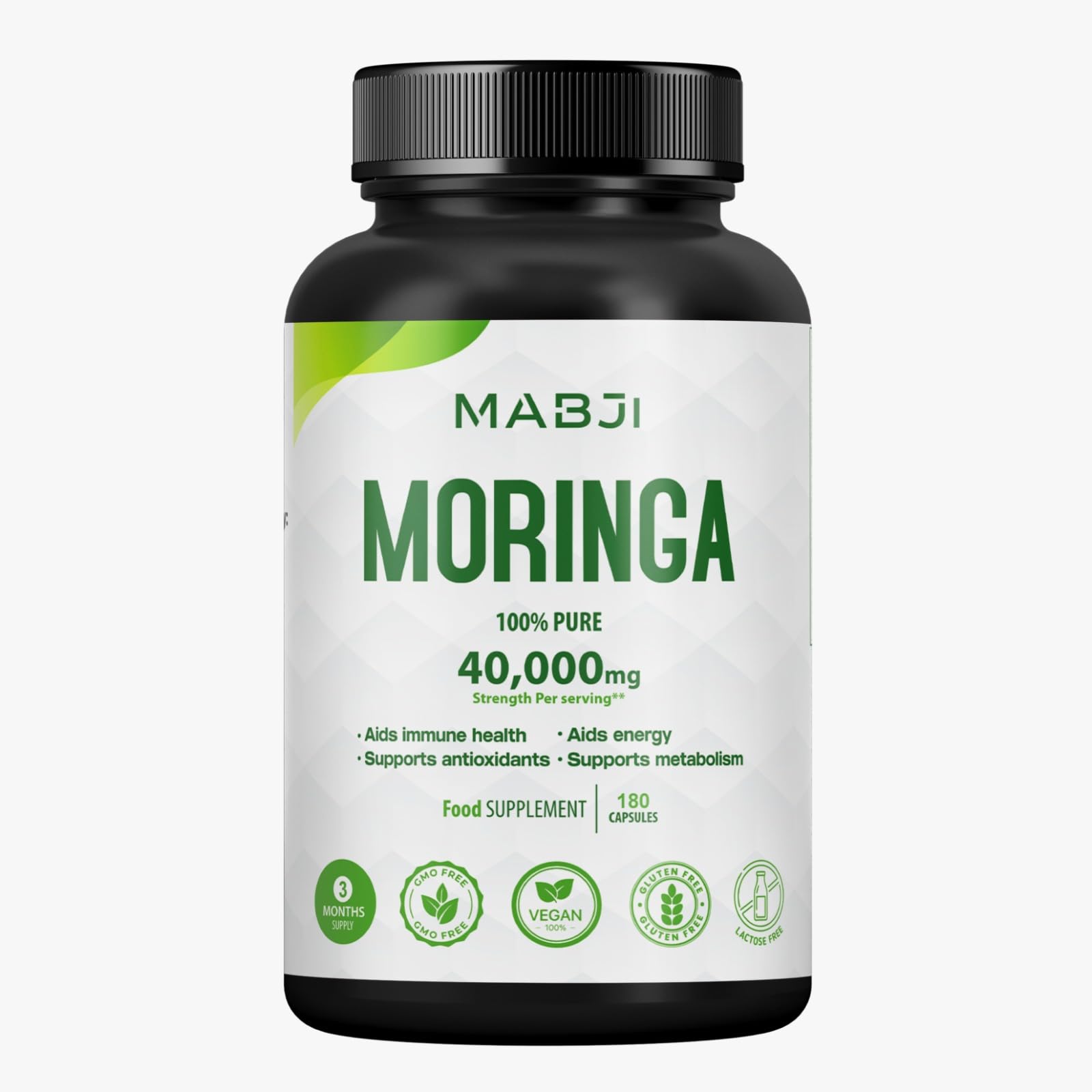 MABJI Pure Organic Moringa Capsules 40000 mg, 180 Capsules
