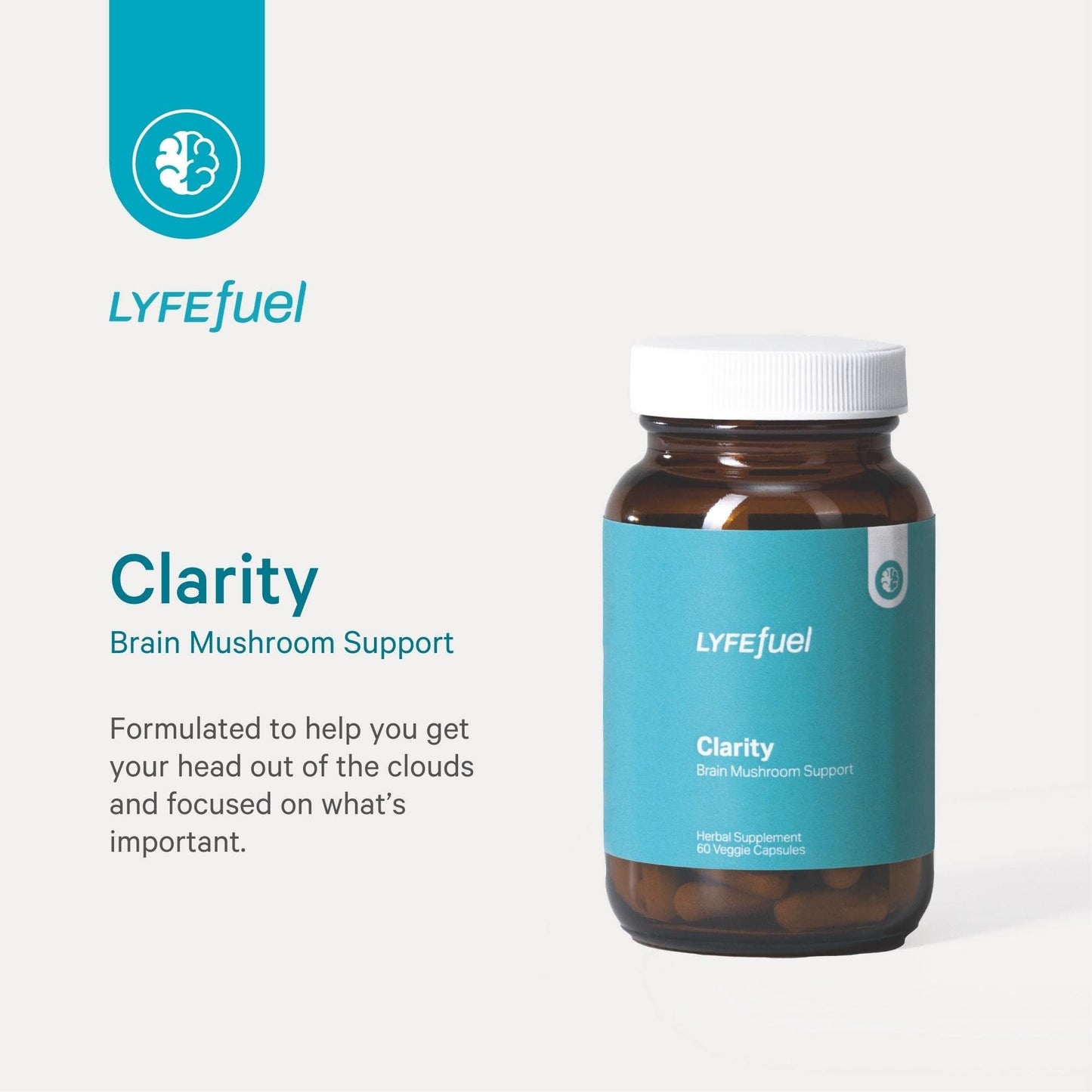 LyfeFuel Nootropic Mushroom Supplement for Clarity & Focus Capsule, 1 Count