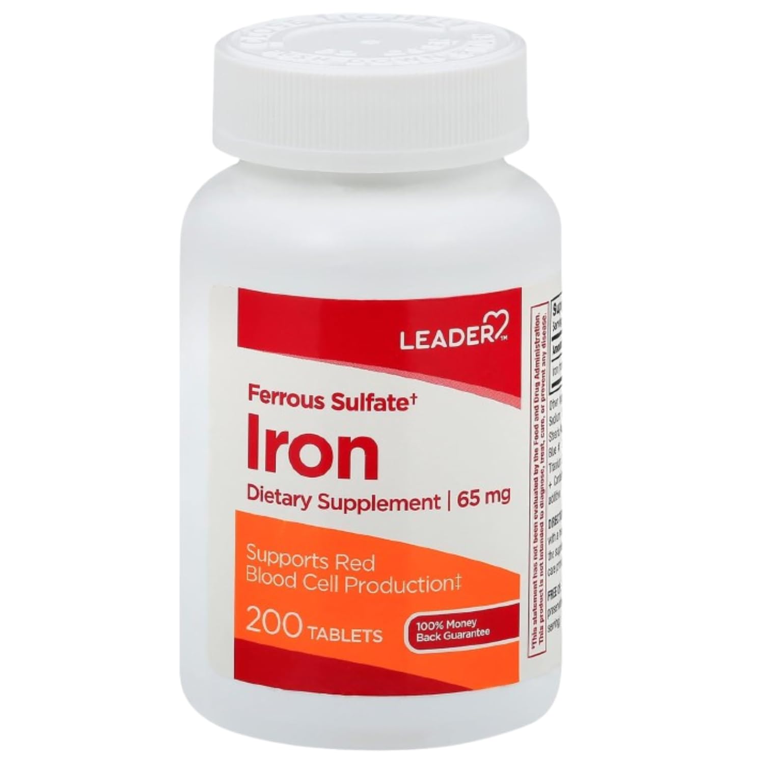 Leader Ferrous Sulfate 65 mg Tablets, 200 Count