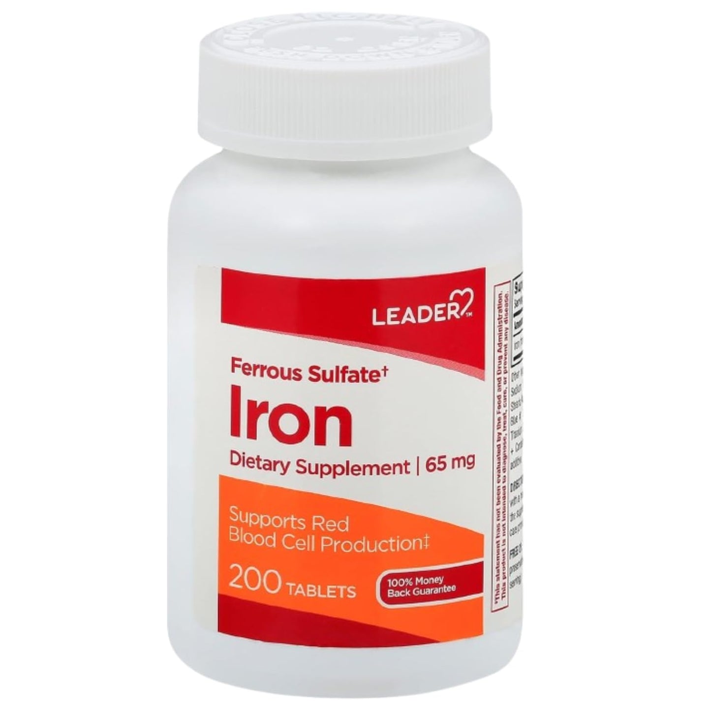 Leader Ferrous Sulfate 65mg Tablets, 200 Count