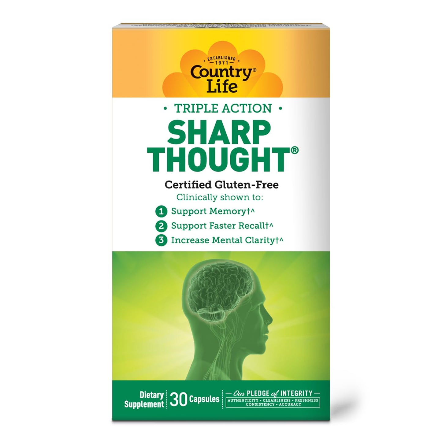 Country Life Sharp Thought Phosphatidylserine with DHA Capsules, 30