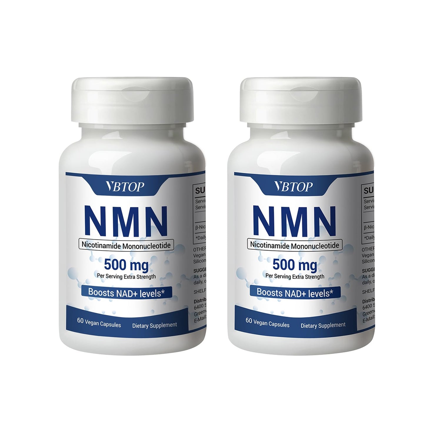VBTOP NMN 500mg Nicotinamide Mononucleotide Capsules, 120 Count