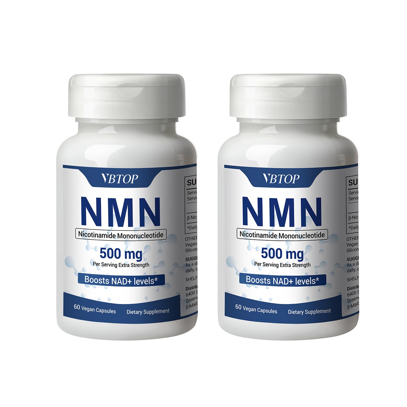 VBTOP NMN 500mg Nicotinamide Mononucleotide Capsules, 120 Count