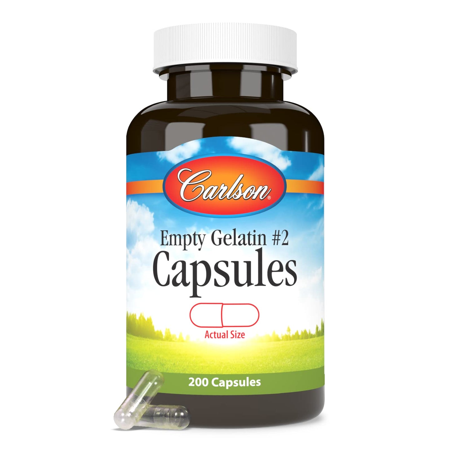 Carlson Empty Gelatin #2 Capsules, 200 Capsules