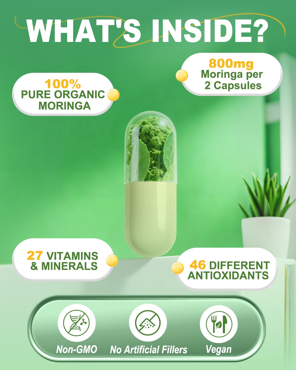 Fravonique Moringa Capsules 800mg, 60 Capsules