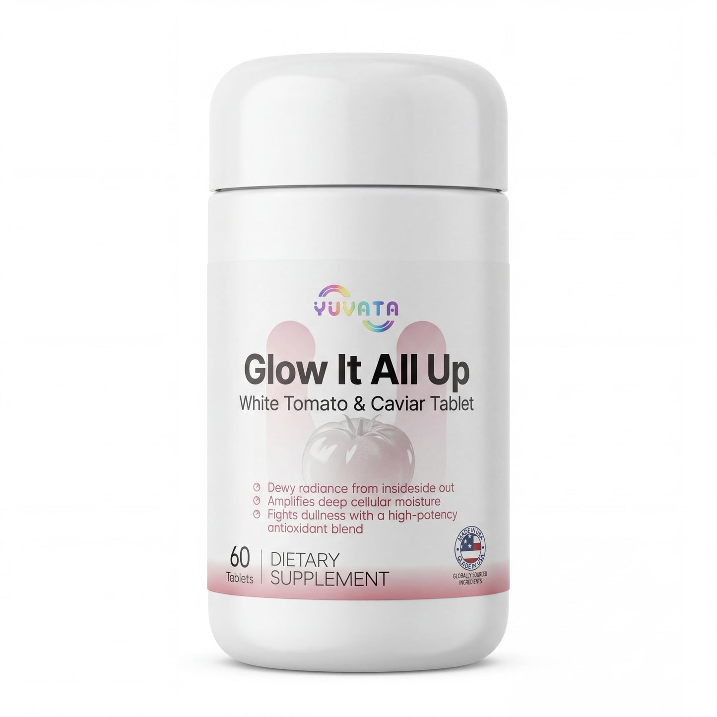YUVATA Glow It All Up White Tomato Caviar Supplement, 60 Tablets