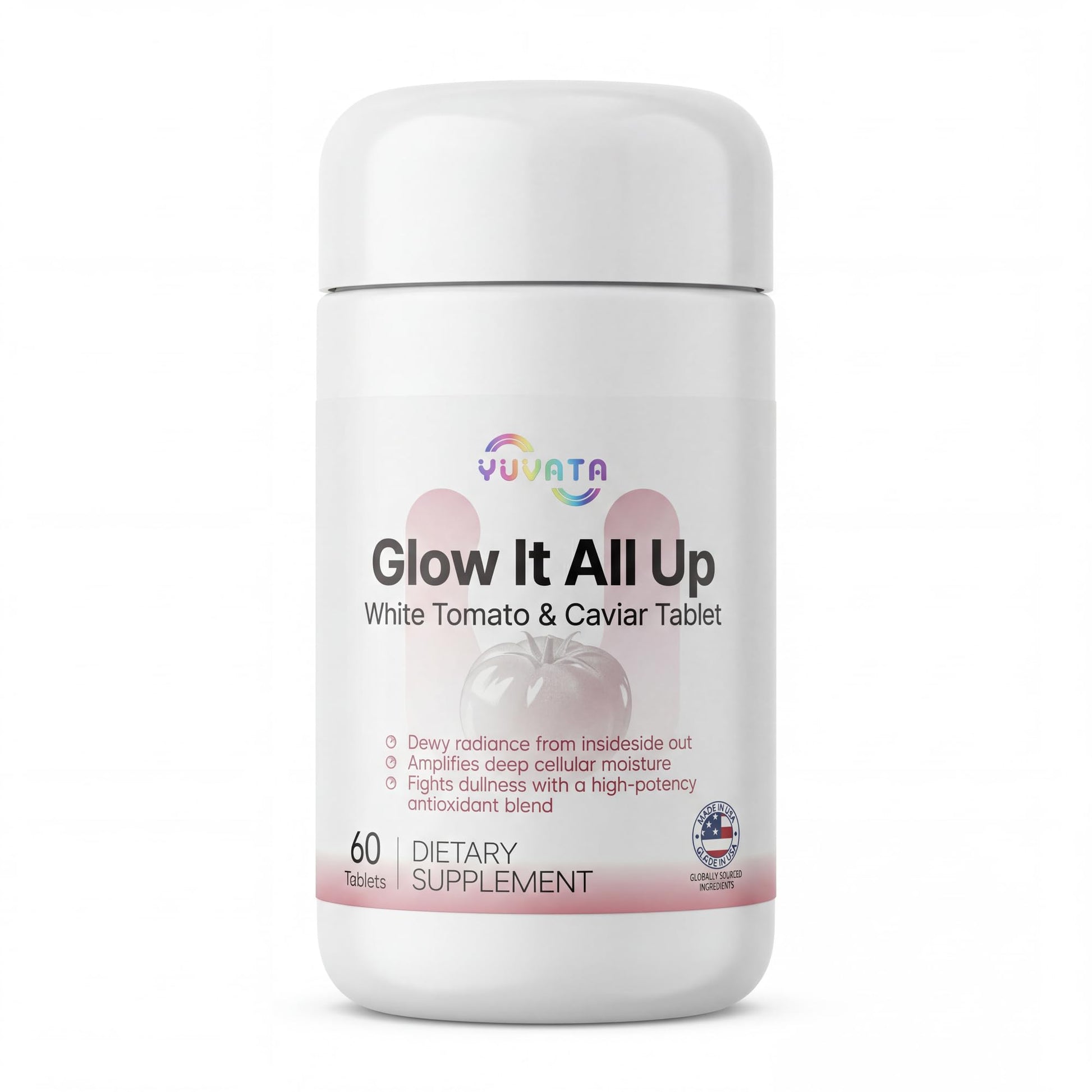 YUVATA Glow It All Up White Tomato Caviar Supplement, 60 Tablets